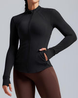 Women's Running Jacket Slim Fit Long Sleeve Mesh Vent – Black XL