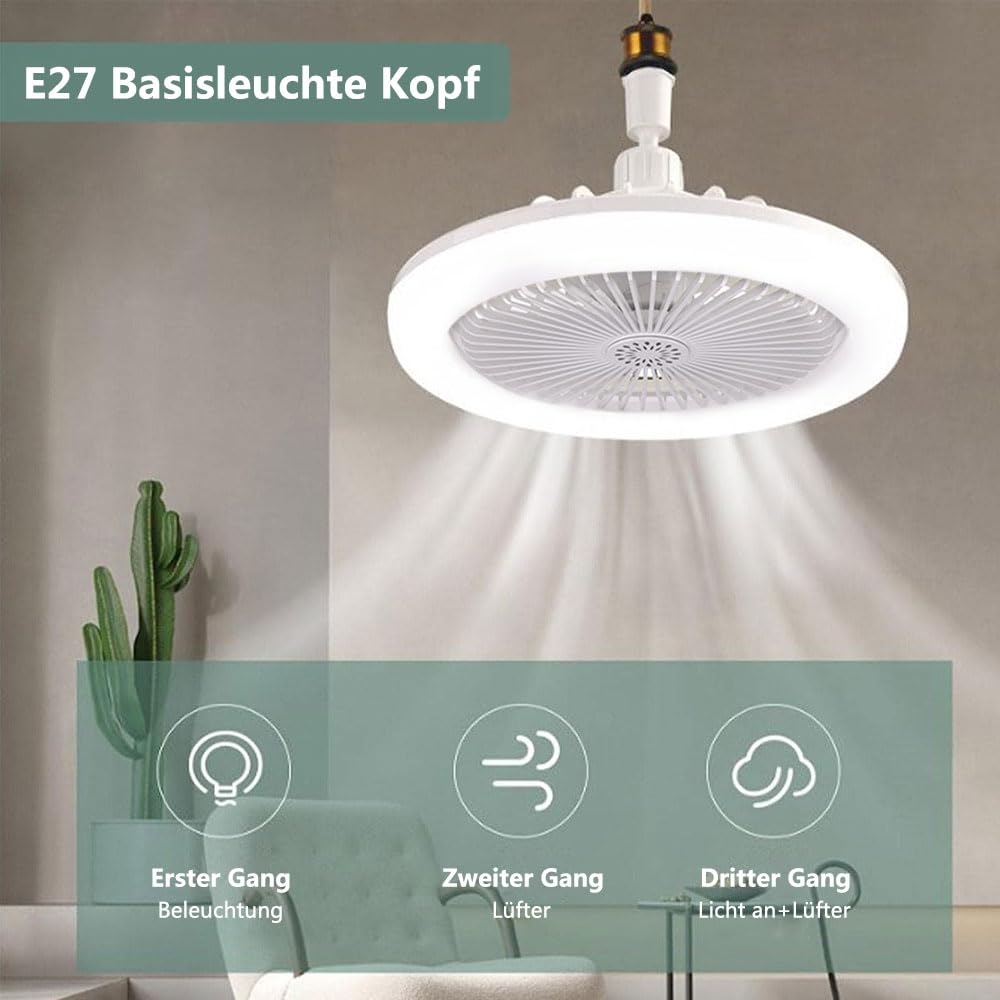 Ceiling Fan Chandelier, Ceiling Fan with Light, E27 Ceiling Fan Light, Ceiling Fan with Light and Remote Control, Ceiling Fan Light (Beige)