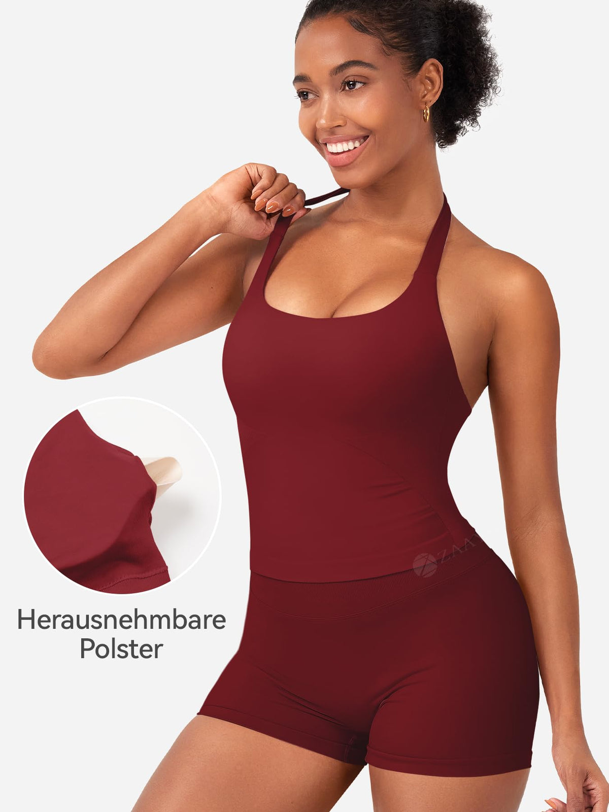 Impact Halter Tank Longline Backless Padded Crop Sport Top – Scarlet M