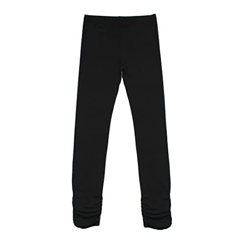 Girls' Knitted Stretch Leggings Cotton School Yoga Tights – Black/Pink/Blue 116