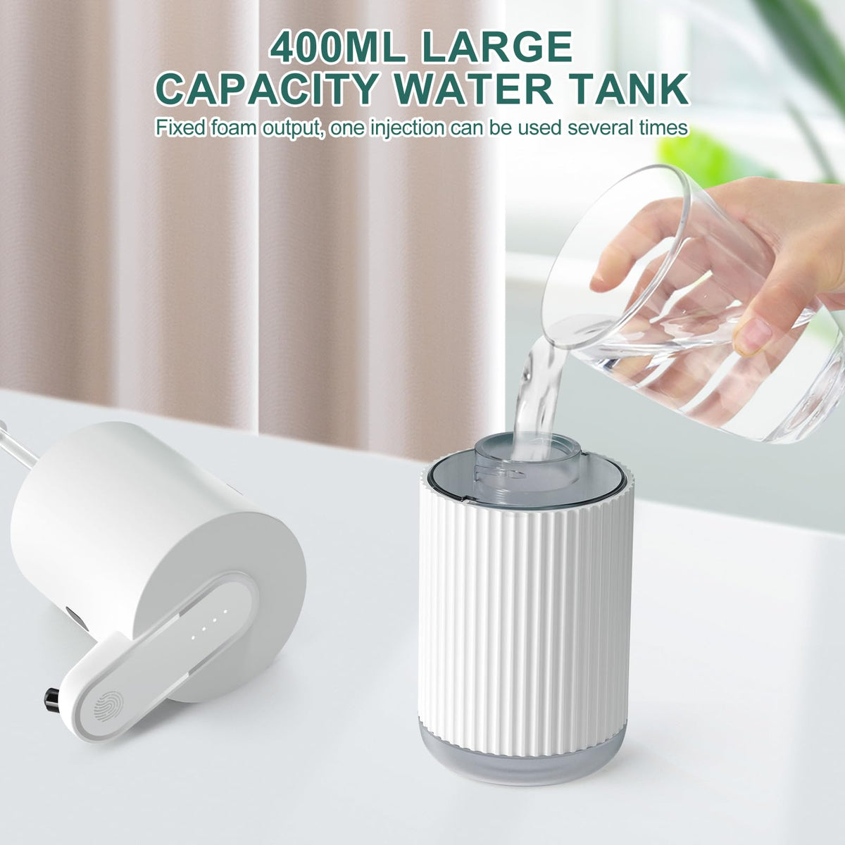 Automatic Soap Dispenser 400ml Touchless 4-Level IPX5 Wall-Mount – White