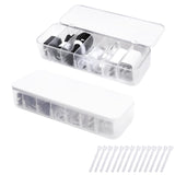 FRETONBA Cable Storage Box 2 Pack, Transparent Cable Organizer Box with 7 Compartments and 14 Cable Ties for Storage on the Desk (Office)