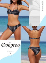 Costum de baie două piese bandeau push-up damă Dokotoo – Negru S