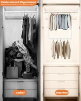Extendable Height-Adjustable No-Drill Wardrobe Rail 40–72cm Width – White