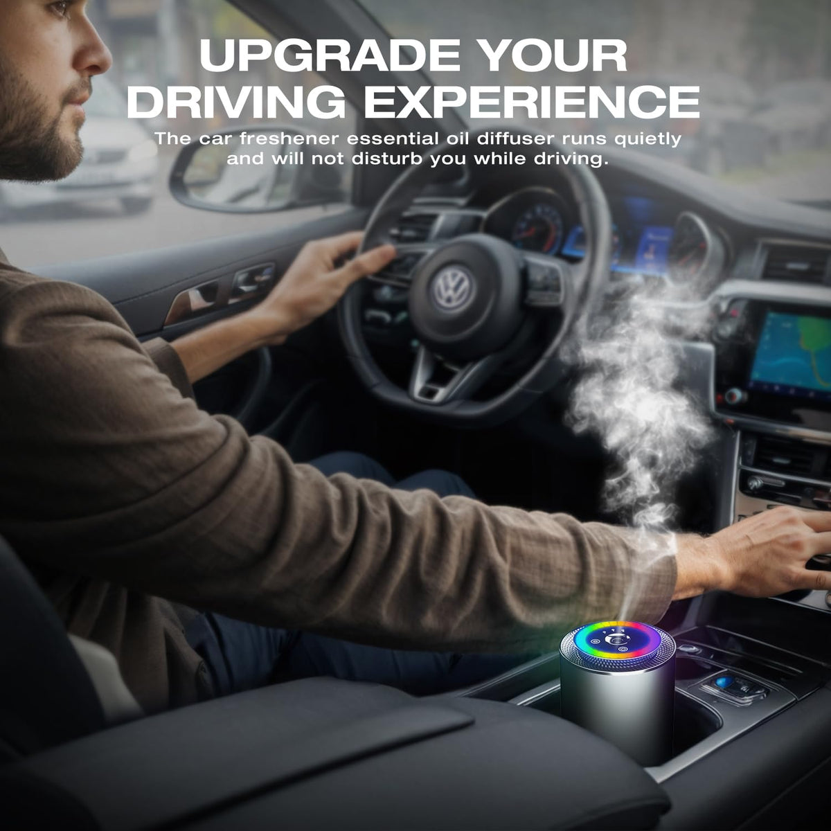 SALUBRITO Ultrasonic Car Air Freshener Rechargeable Portable with Adjustable Concentration – 50ml