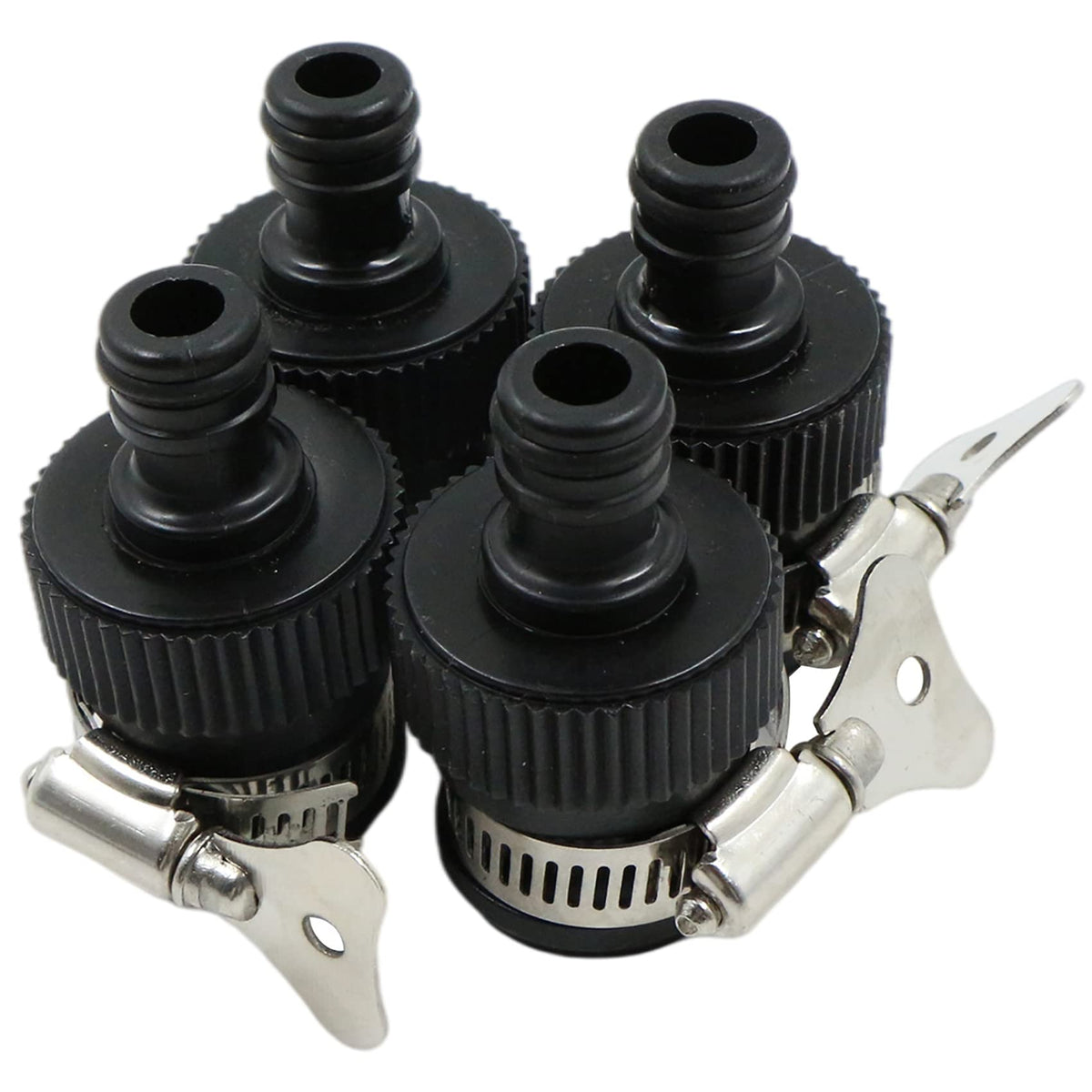 Garden Tap Quick-Connect Adapter for Round Taps 15–24mm Threadless 4-Pack