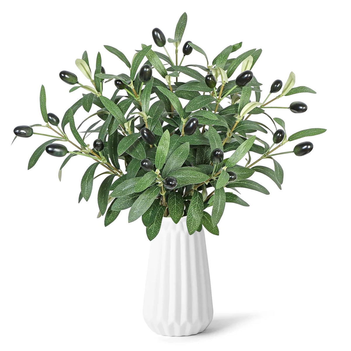 Crenguțe artificiale de măslin pentru aranjamente decorative 30 cm, set 12 bucăți