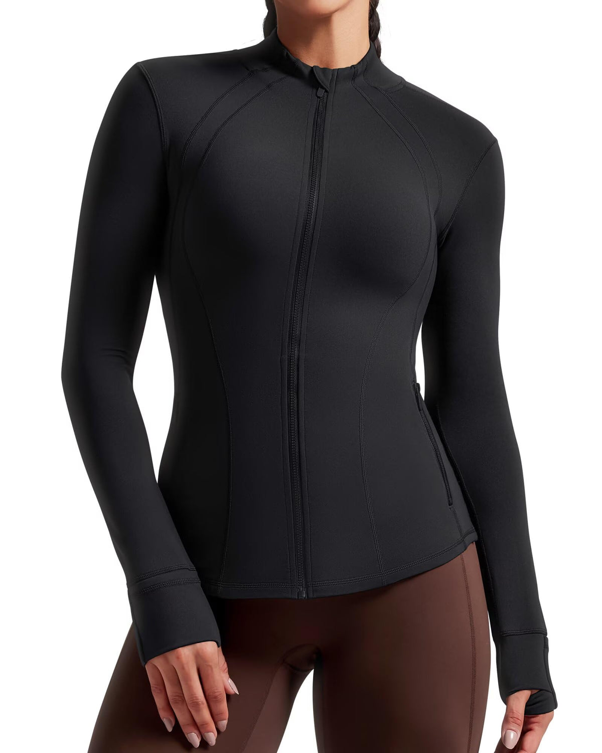 Women's Running Jacket Slim Fit Long Sleeve Mesh Vent – Black XL