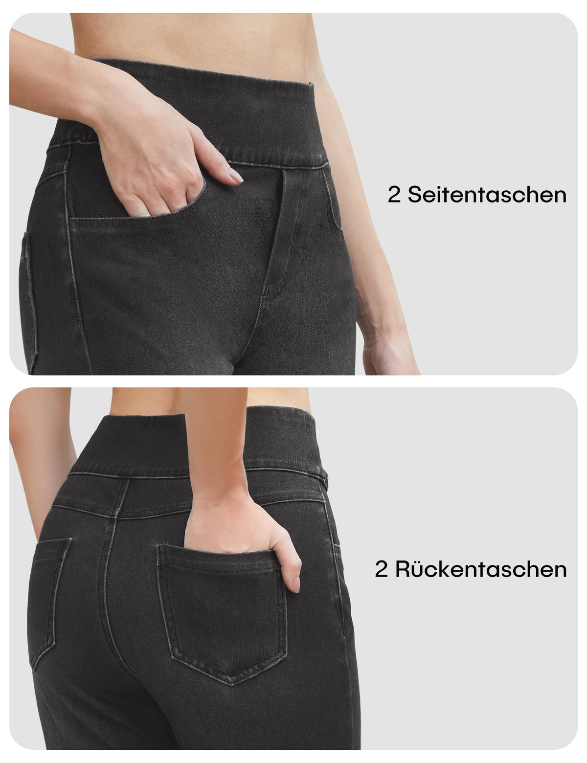 Women's High-Waist Skinny Jeggings Stretch Figure-Hugging – Black