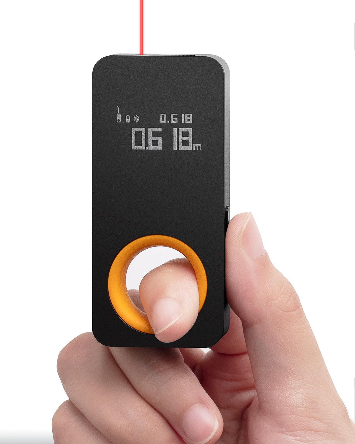 HOTO Laser Rangefinder 30 m, ±2 mm Accuracy, Digital Laser Tape Measure Laser Measuring Device with Bluetooth & OLED Display, USB-C Charging, m/ft/in Switch, 7.3×3.3×1.7 cm, Index Finger Ring Design