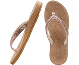 Women's Glitter Thong Flip Flops Orthopaedic Arch Support Platform Sandals – Beige EU 41