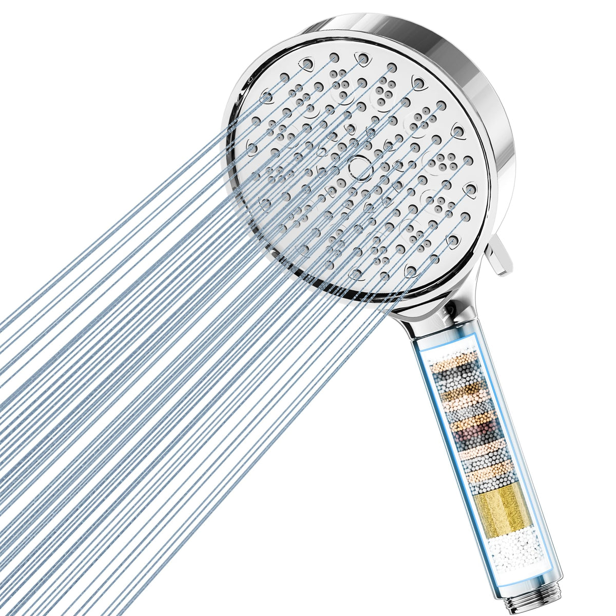 Cobbe shower head with filter, water-saving shower head with filtration in 20 layers, 6 jet types, high-pressure hand shower, economical shower head for removing hard water, residual chlorine, bacteria