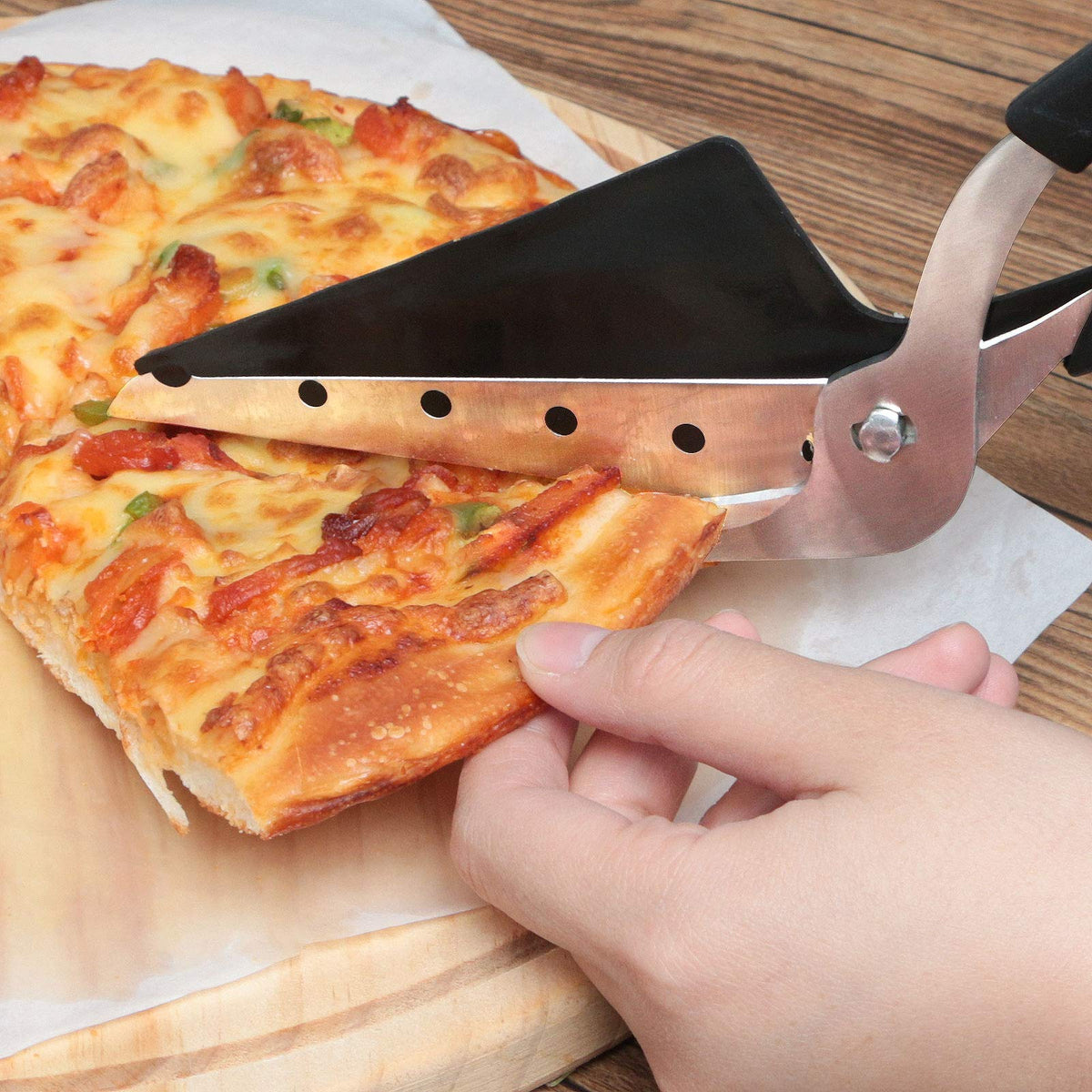 Foarfecă multifuncțională de tăiat pizza din inox alimentar cu mâner ergonomic Asdirne 27 cm