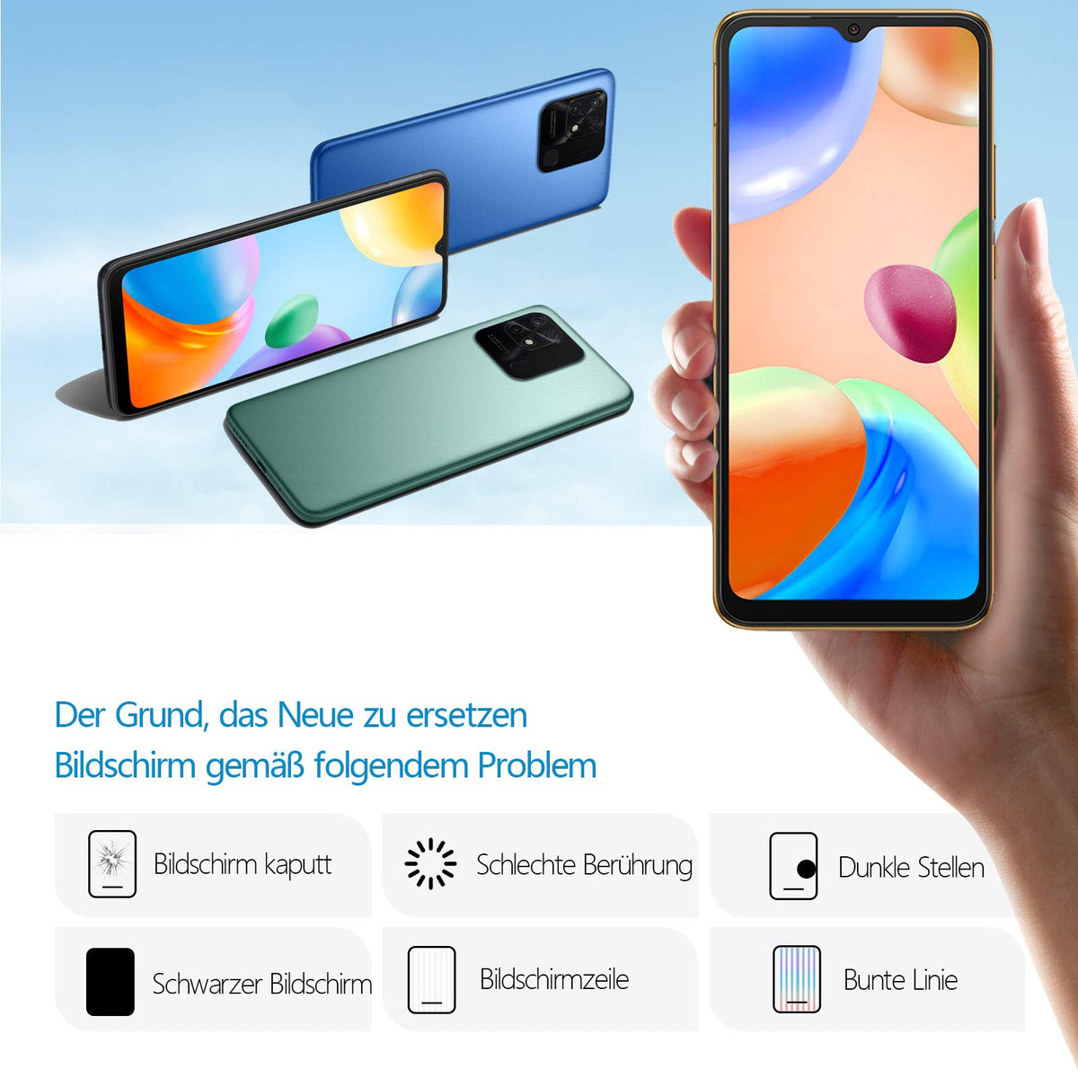 Display LCD cu touchscreen și ramă cu scule pentru Xiaomi Redmi 10C RongZy 6.71 inch – Negru