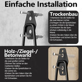 Kitmiido set of 12 wall hooks for garage | Heavy-duty double hooks | Space-saving storage for tools, bicycles, sports equipment (black)