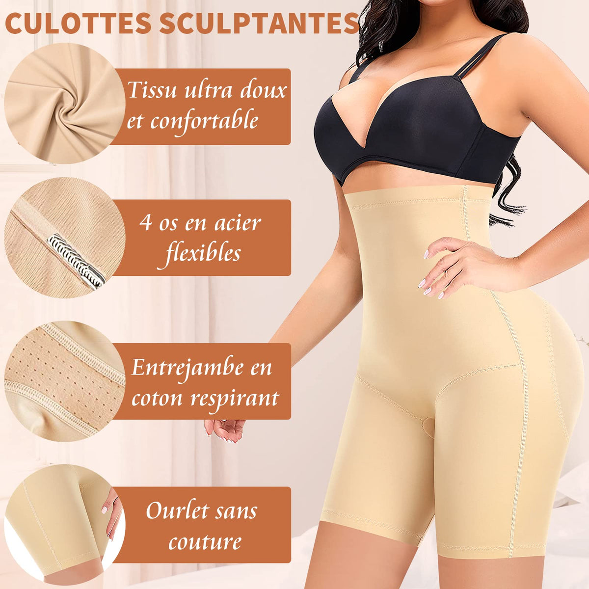 Women's High Waist Shaping Briefs Invisible Slimming Anti-Chafing – Beige 38