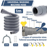 Furtun flexibil de evacuare pentru mașina de spălat 1m cu adaptor universal