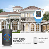 TECKNET Wireless Doorbell, Waterproof Outdoor Wireless Doorbell, 60 Melodies with 5 Volume Levels, 400m Range (1x Transmitter and 1x Receiver)