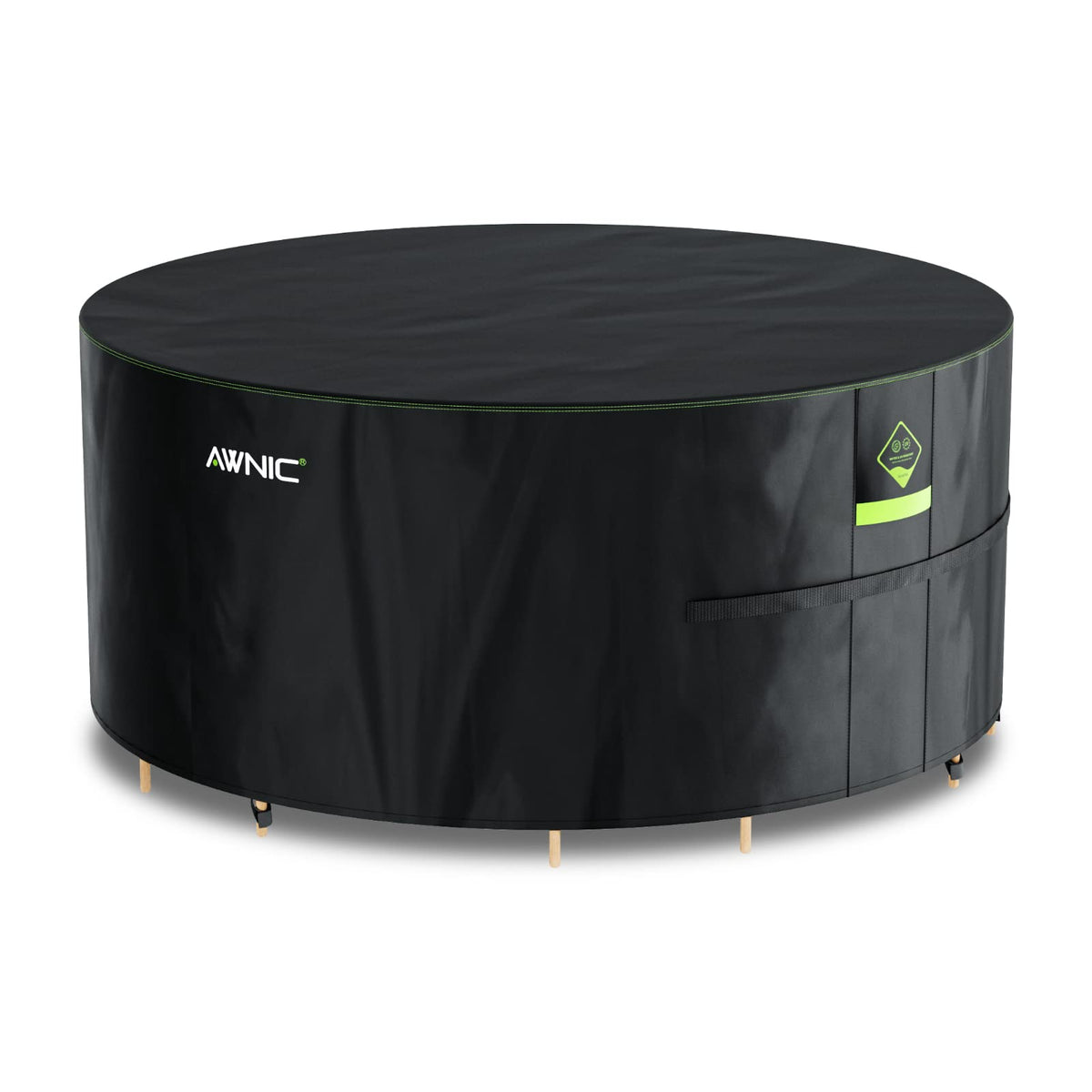 Husă impermeabilă de protecție pentru mobilier de grădină rotund Awnic 420D Oxford (Ø160x71 cm) – Negru