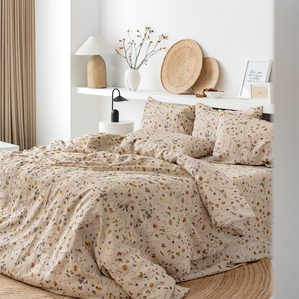 Freyamy Floral Brown Bedding Set 2-Piece – 135x200 Duvet Cover & 80x80 Pillowcase