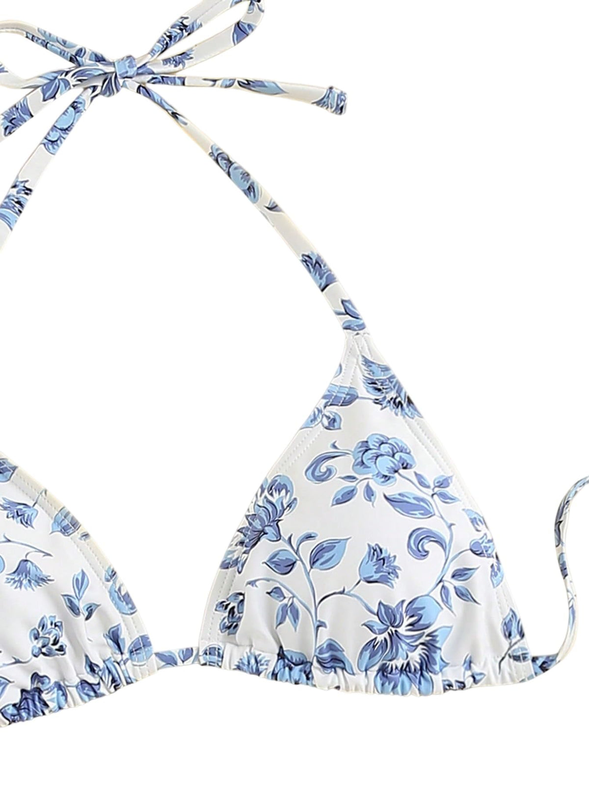 Set costum de baie damă din 3 piese GORGLITTER cu fustă pareo imprimeu floral – Albastru deschis M