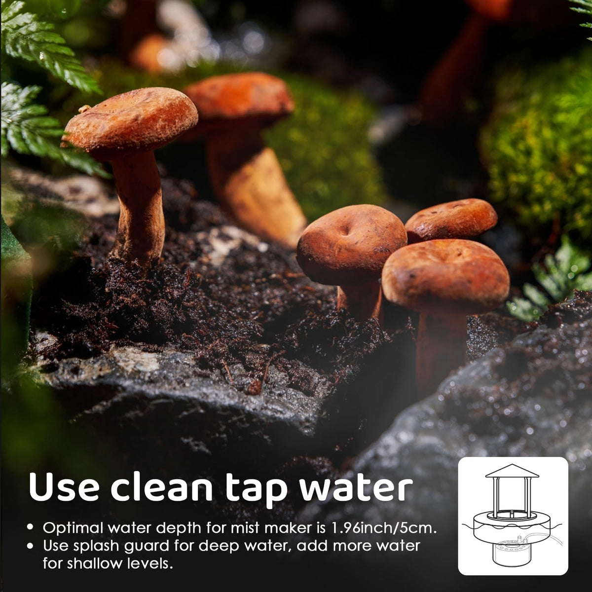 Mxmoonant 350ml/H Ultrasonic Mist Maker 12 LED Fogger Atomizer with Removable Splash Guard for Sink Fountain, Pond, Rock Garden (Metal)
