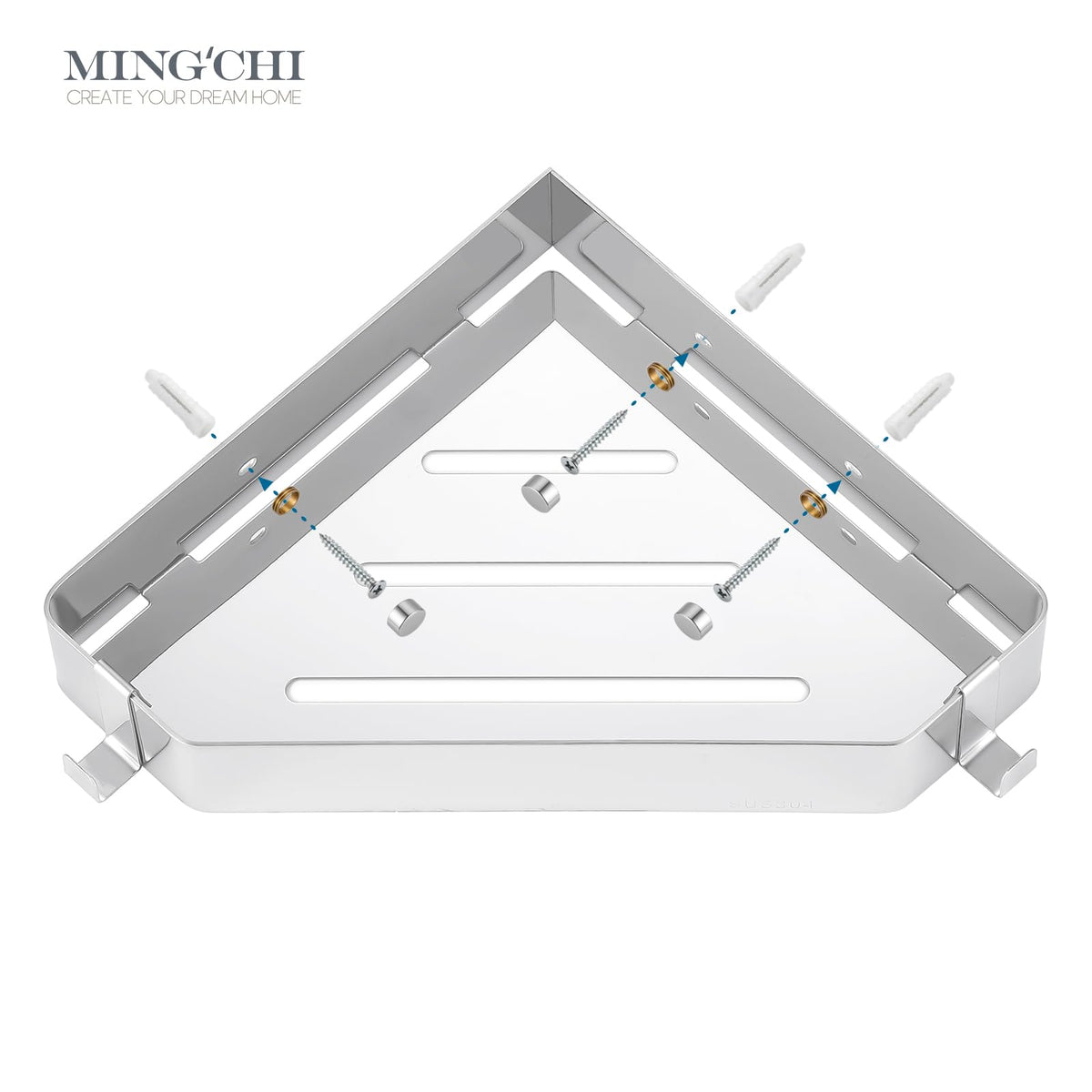 Corner Bathroom Shower Shelf 304 Stainless Steel Wall-Mount