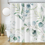Eucalyptus Shower Curtain Waterproof Polyester 180x180cm Anti-Mould Washable – Blue/White