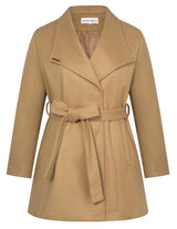 Women's Trench Coat Windproof with Belt Elegant Warm Winter Coat – Khaki 46
