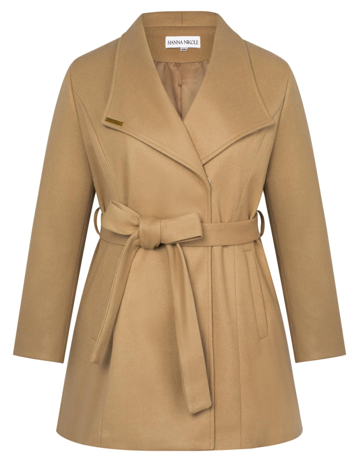 Women's Trench Coat Windproof with Belt Elegant Warm Winter Coat – Khaki 46