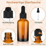 Amber glass dropper bottles 30ml pack with droppers & funnel accessories – 30ml 6-pack