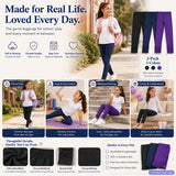 Girls Yoga Leggings 3-Pack Stretch for Dance Gym School – K7
