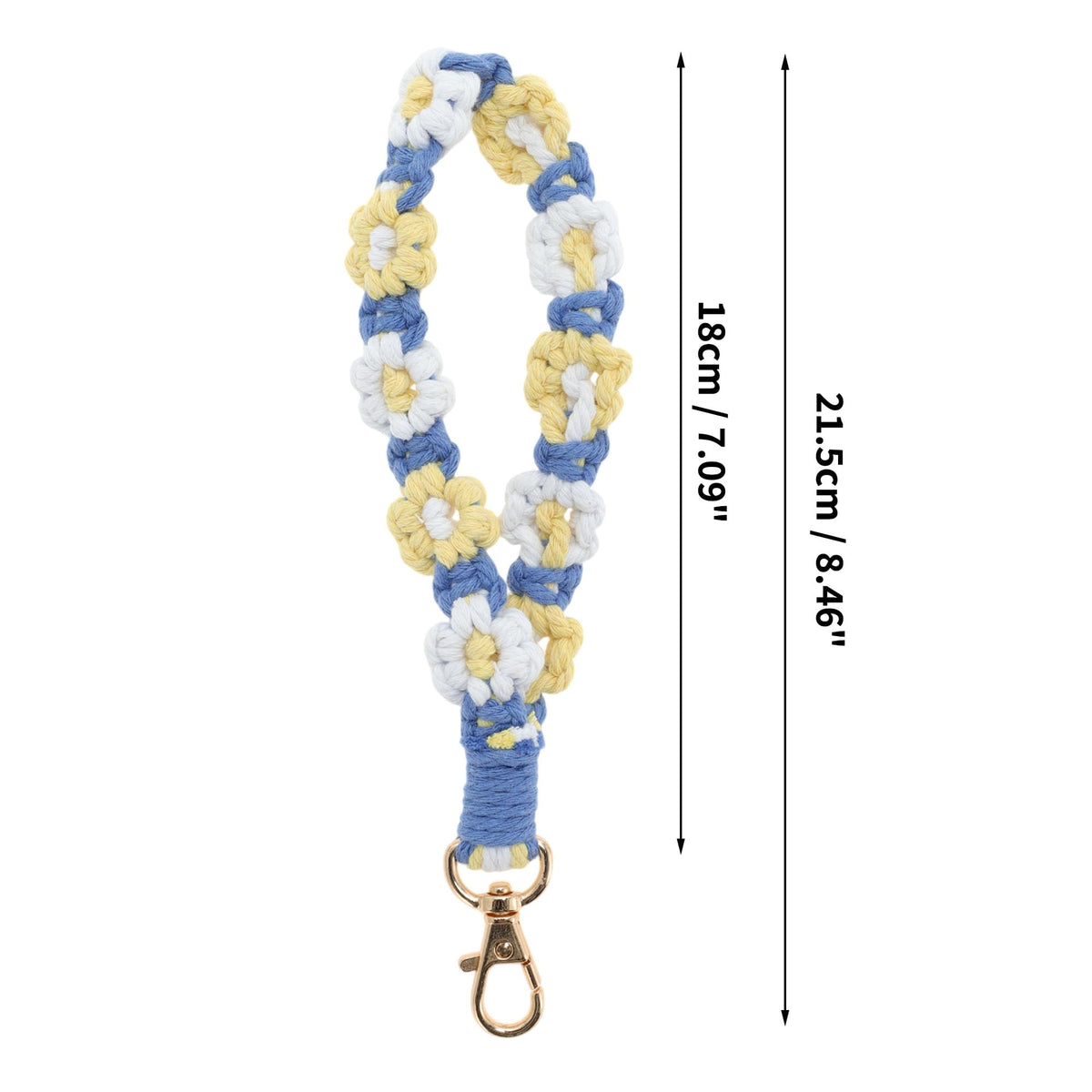Breloc de chei de încheietură din macrame stil boem floral – Verde