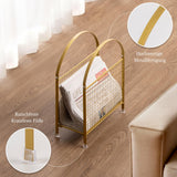 PUERSI Freestanding Magazine Rack, Modern Handbag Design, Metal Holder – Gold