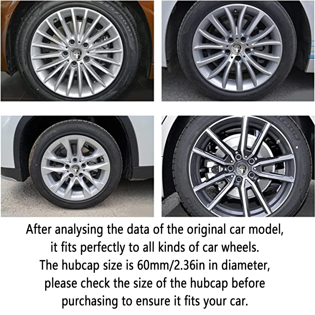 Skull Alloy Wheel Hubcaps 4-Piece Set