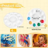 Round Plastic Mixing Palette 6-piece 15.8cm 11 Mixing Areas for Paints – White
