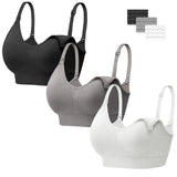 HBselect 3 Pcs Maternity Nursing Bra Seamless Nursing Bra with Additional Bra Extenders Breastfeeding and Sleep Without Underwire for Women