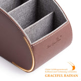 Remote Control Holder PU Leather Storage Box with 5 Compartments – Brown