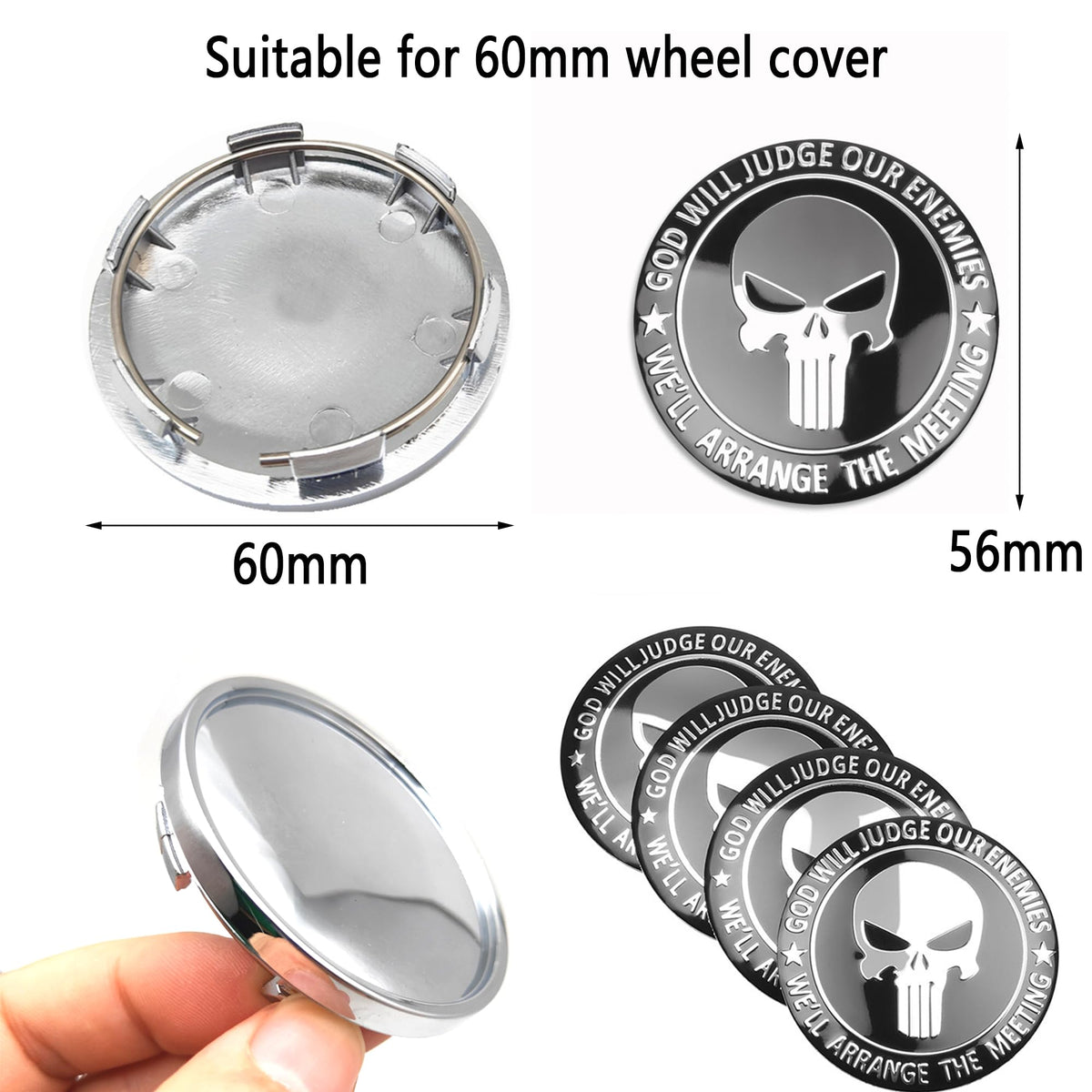 Skull Alloy Wheel Hubcaps 4-Piece Set