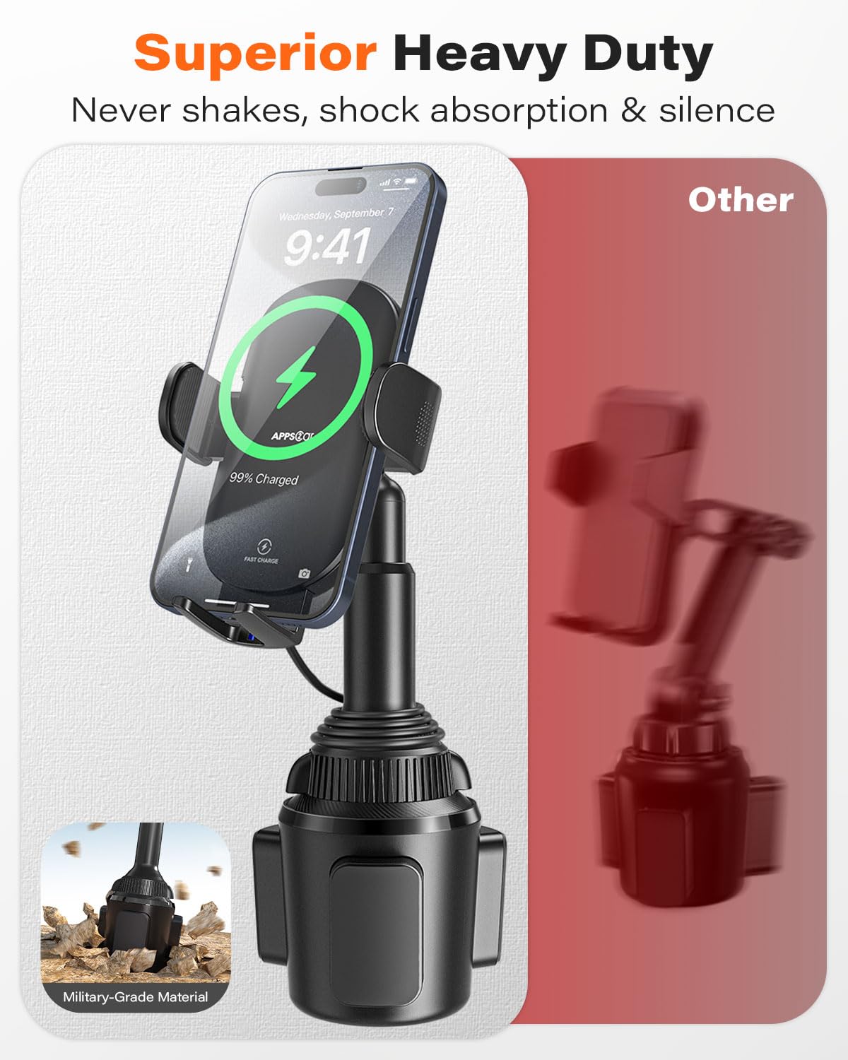 APPS2Car mobile phone holder car cup holder with charging function, charger car mobile phone holder with charging function, car holder for cup holder for smartphones,