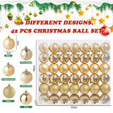 42 pieces small Christmas balls gold 6 different designs plastic Christmas tree balls 3 cm mini Christmas balls plastic Christmas tree balls fir tree Christmas tree decoration balls