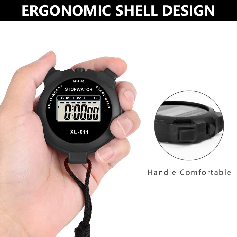 Vicloon Digital Stopwatch Timer with Alarm and Calendar – Black