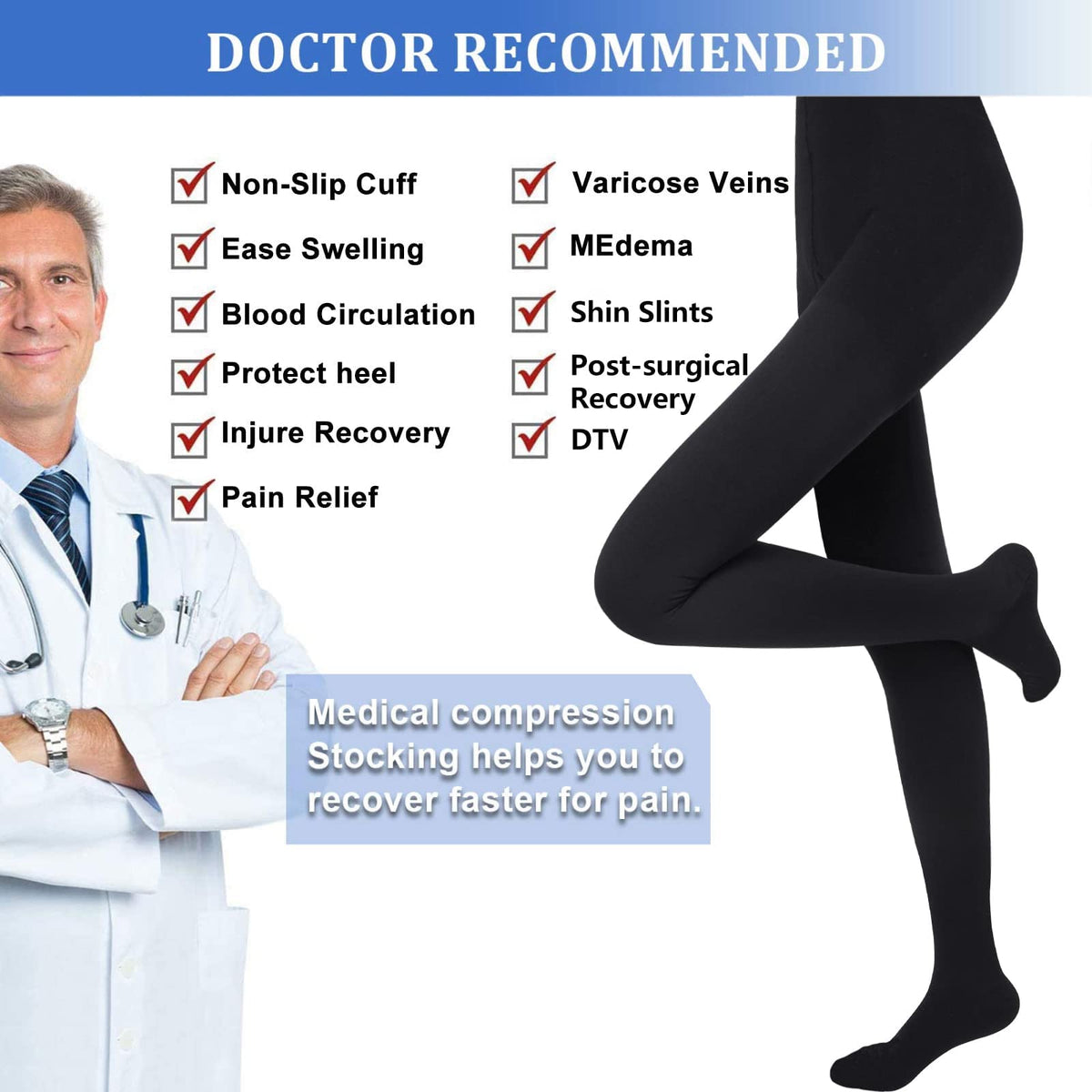 Compression Tights 20-30 mmHg Class II Graduated Closed Toe – Long