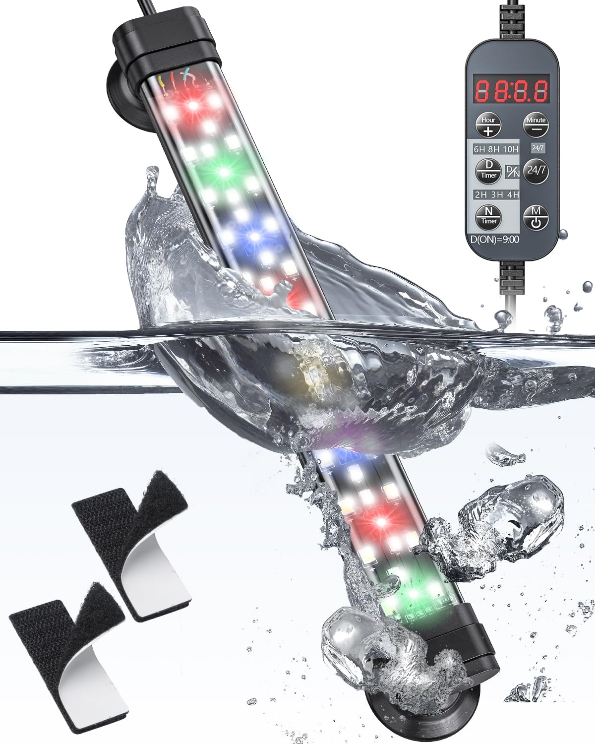 Pawfly 20 cm Aquarium Lighting LED Lighting with full spectrum Brilliant White Blue Red Green Lights LEDs with D/N mode effects Timer and adjustable brightness for freshwater aquariums