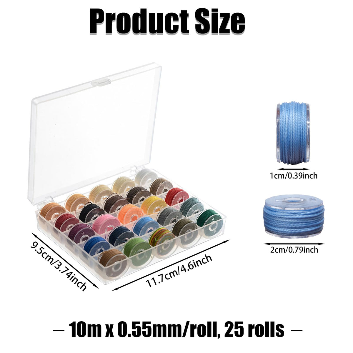 Waxed Cord 0.55mm x 10m 25 Rolls Colourful Threads for Jewellery Making – With Box