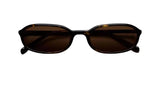 Rectangular Polarised Sunglasses Slim Acetate Frame 90s Unisex – Brown