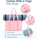 Women's Puffy Tote Bag Zipped Shoulder Laptop Yoga Sports Handbag – Pink