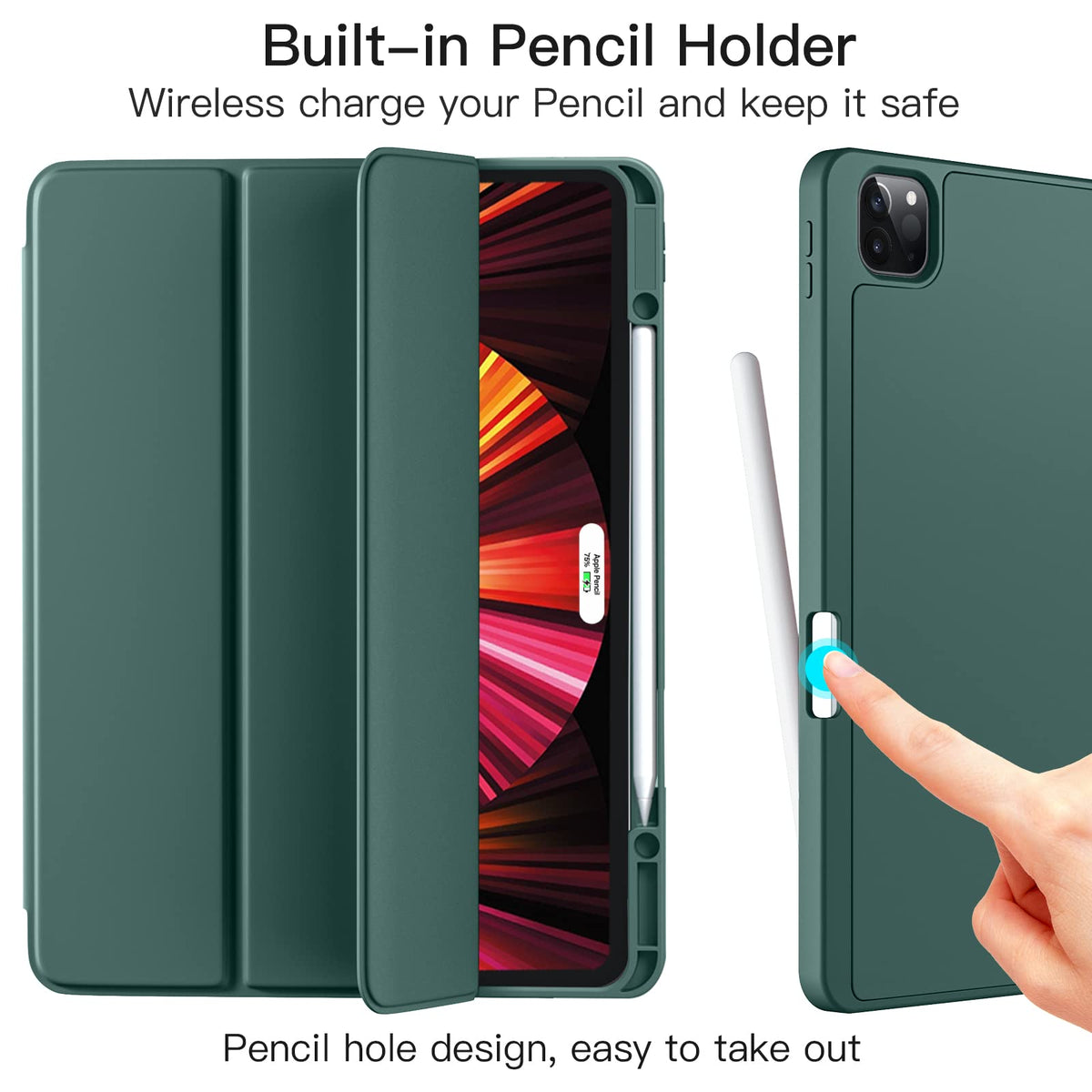Husă de protecție Vobafe cu suport pentru Apple Pencil pentru iPad Pro 12.9 inch – Verde Brad