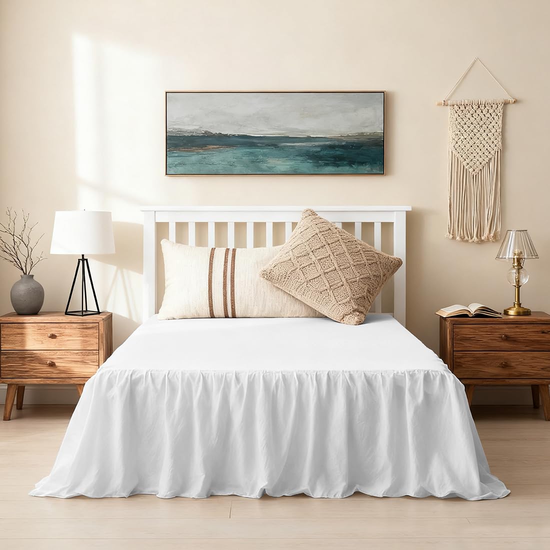 Bed Skirt Volant Wrap-Around 140×200cm with Ruffles 45cm Drop – 140×200cm