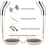 Ochelari de soare rotunzi polarizați UV400 stil steampunk Joopin cu ramă metalică – Maro-Albastru